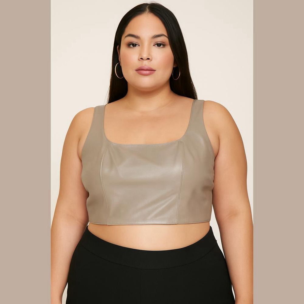 Forever 21 Plus Size Faux Leather Bralette 2X Brown